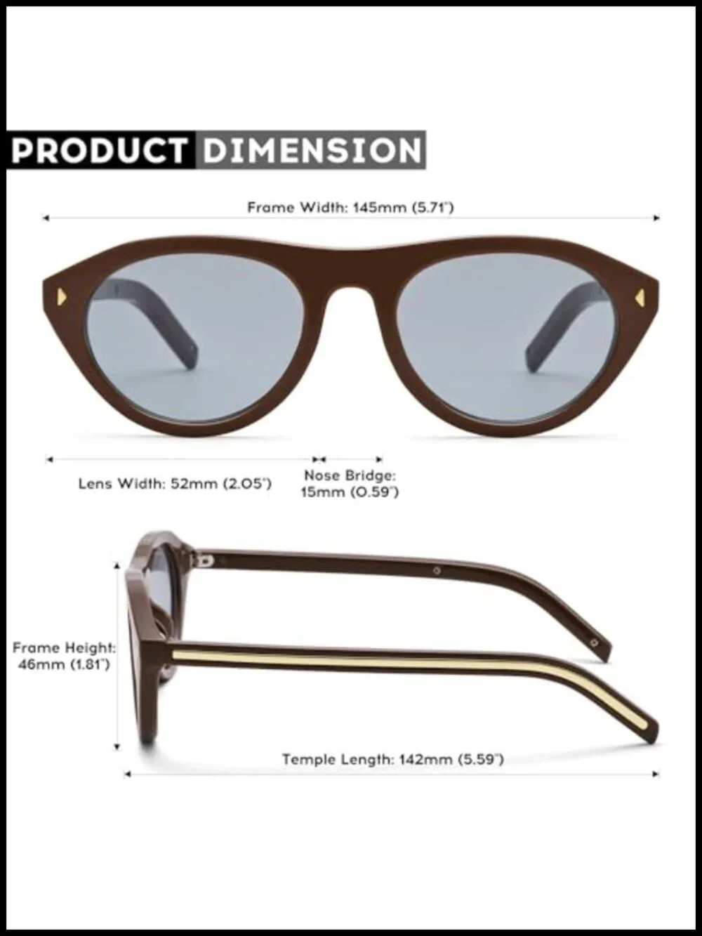 Retro Oval Cat Eye Sunglasses with UV400 Protection, Lightweight Frame